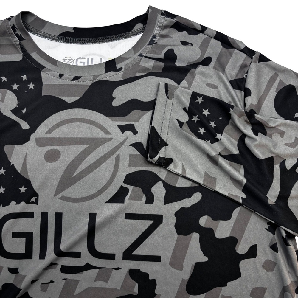 Gillz Mens Performance Fishing Shirt Long Sleeve Camo American Flag‎ Grey Size M